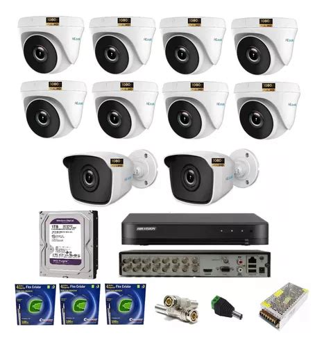 Kit Completo Dvr Hikvision 16 Canais 10 Cameras Hilook Full