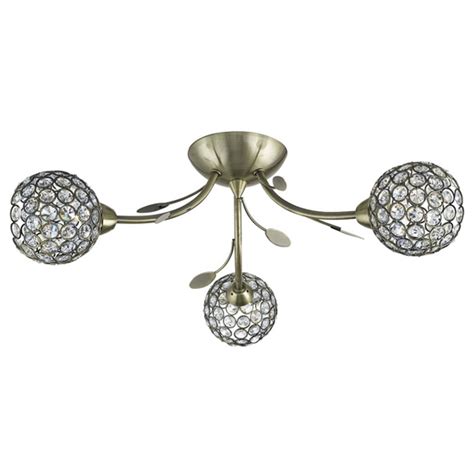 Bellis 3 Lights Clear Glass Semi Flush Ceiling Light In Chrome