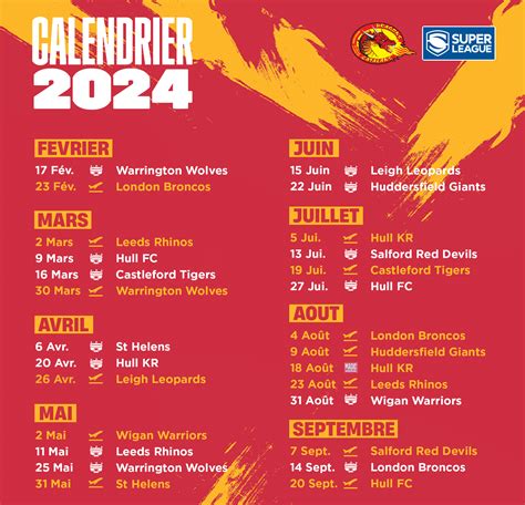 Dragons Catalans Actualit S Nov Le Calendrier D Voil