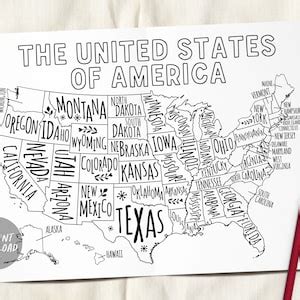 United States Map Coloring Page, States Classroom Coloring Sheet ...