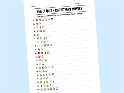 Printable Christmas Movies Emoji Quiz With Answers Etsy