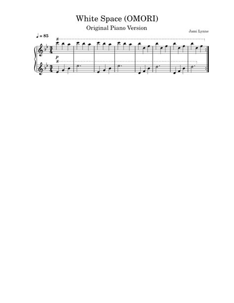 White Space Jami Lynne From Omori Sheet Music For Piano Solo Easy