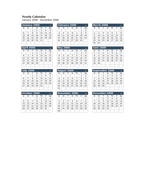 Excel Yearly Calendar | Templates at allbusinesstemplates.com