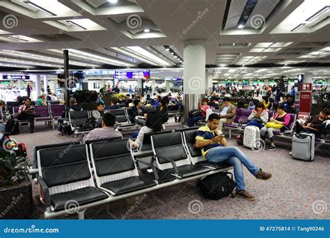 Passengers Wait For The Transit Flight The Airport Lobby Of Hong Editorial Stock Image Image