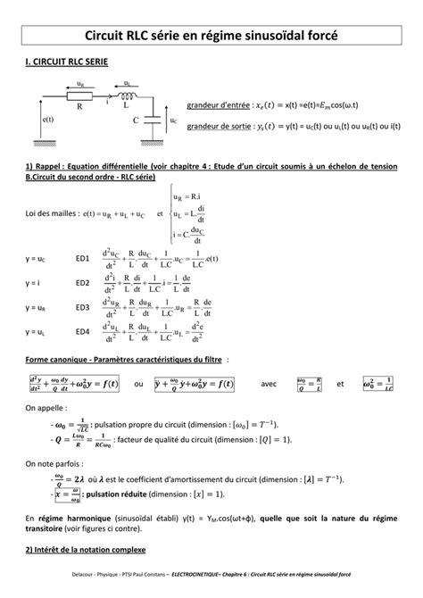 Circuit RLC série en régime sinusoïdal forcé Physique
