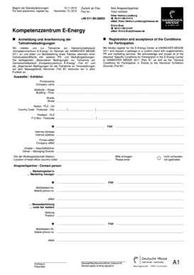 Fillable Online Files Messe Kompetenzzentrum E Energy 2011 Deutsche