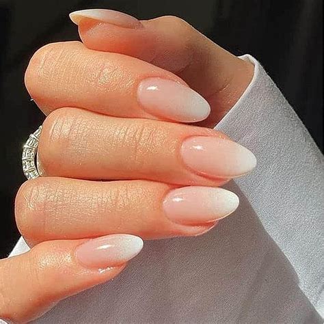 Prosy 24pcs Almond Fake Nails Nude Glossy False Nails Full Cover Acrylic Artificial Press On