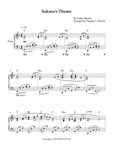 Sakura S Theme Arr Timothy A Helisek By Toshio Masuda Sheet Music