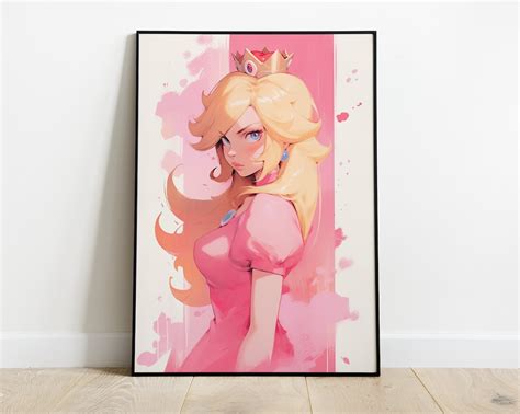 Princess Peach Watercolor Art Print Anime Etsy