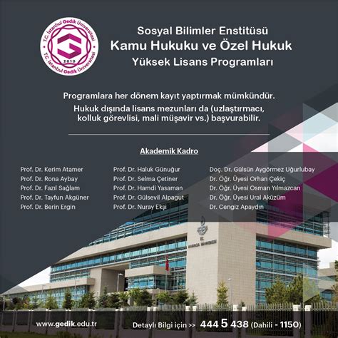 SBE Kamu Hukuku ve Özel Hukuk Yüksek Lisans Programları T C İstanbul