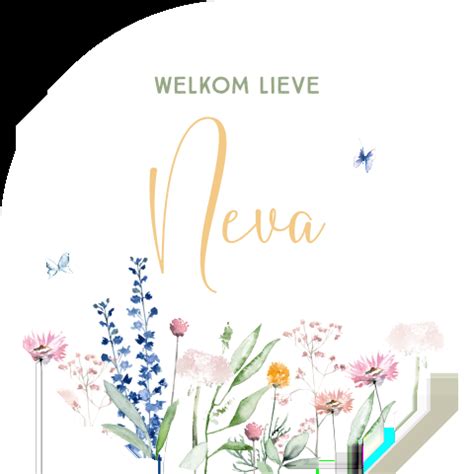 Raamsticker Met Naam En Veldbloemen Cm