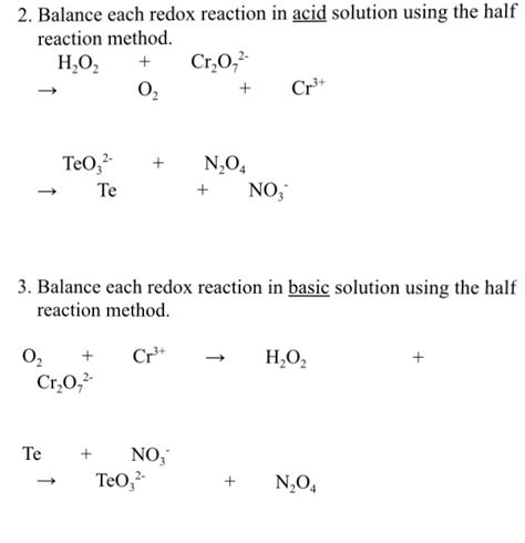 Solved Balance Each Redox Reaction In Acid Solution Using Chegg