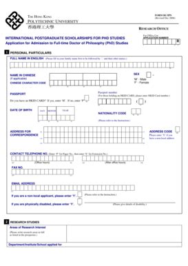 Fillable Online Polyu Edu The Hong Kong Form Rc Ips Revised Dec