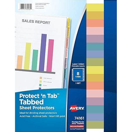 Amazon Avery Clear Protect N Tab Tabbed Sheet Protector Dividers