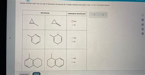 Solved Decide Whether Each Row Is A Set Of Resonance Chegg