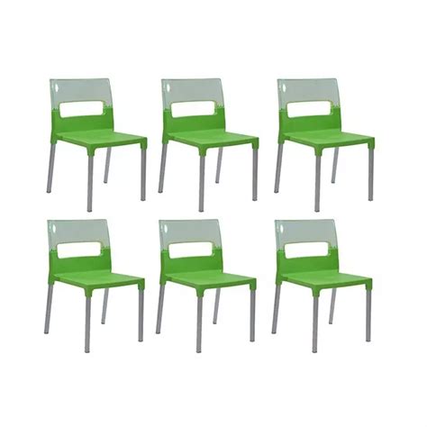 Buy Supreme Diva Plastic Armless Cafeteria Chair M Green Silver Black