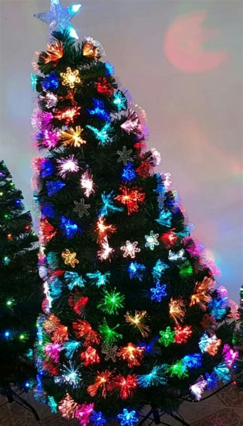 Arbol Navidad Con Luces Led Fibra Optica Y Nieve Mercado Libre