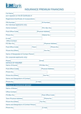 Fillable Online Insurance Premium Financing Application Form Fax Email