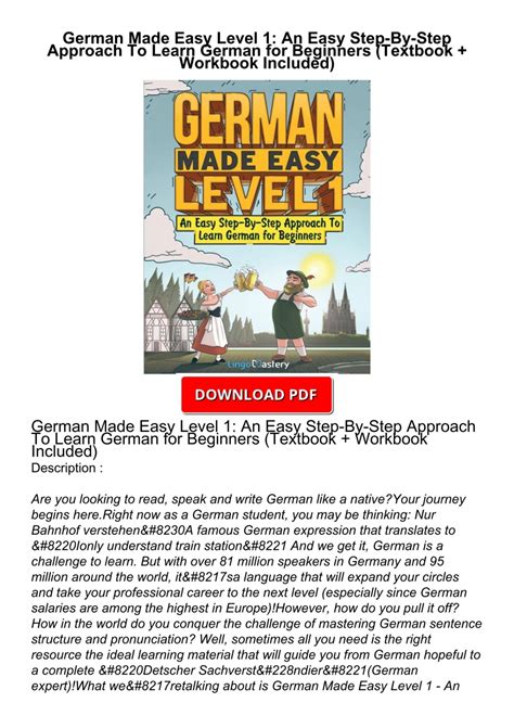 pdf German Made Easy Level 1: An Easy Step-By-Step Approach To Learn