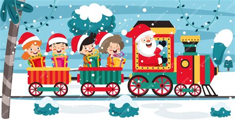 Premium Vector Christmas With Santa Claus In Train