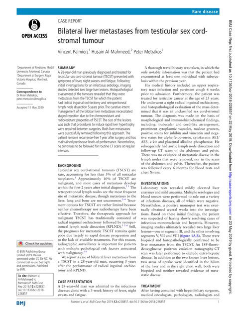 Pdf Bilateral Liver Metastases From Testicular Sex Cord Stromal Tumour