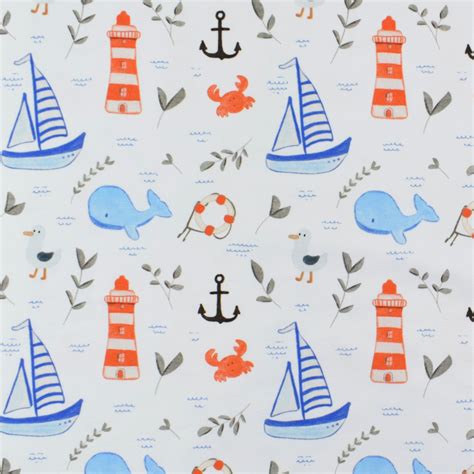 Tissu French Terry Sweat L Ger Bord De Mer Sea Life Fr Ulein Von Julie