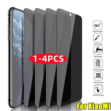 1 4Pcs Privacy Screen Protectors For Poco X3 X4 M3 Pro F3 GT Anti Spy