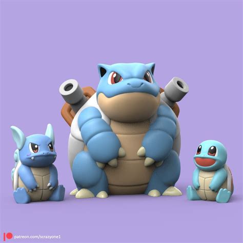 Chibi Squirtle Evolutions 3d Printed Model Etsy