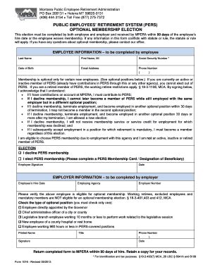 Retirement Election For Mpera System Espanol Employees Form Pdf