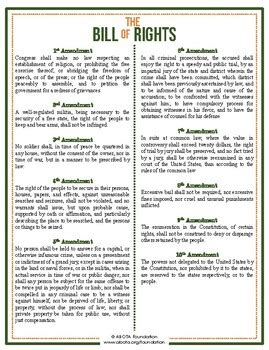 Bill of Rights Handout by ABOTA Civics Education | TpT