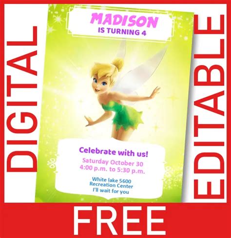 [gratis] Invitation Tinker Bell Editable Digital