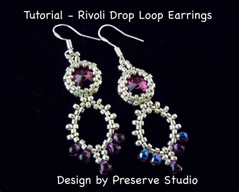 Beading Pattern Beaded Rivoli Earring Tutorial Seed Bead Etsy