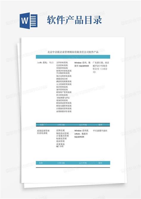 软件产品目录word模板下载编号qmkxddzm熊猫办公