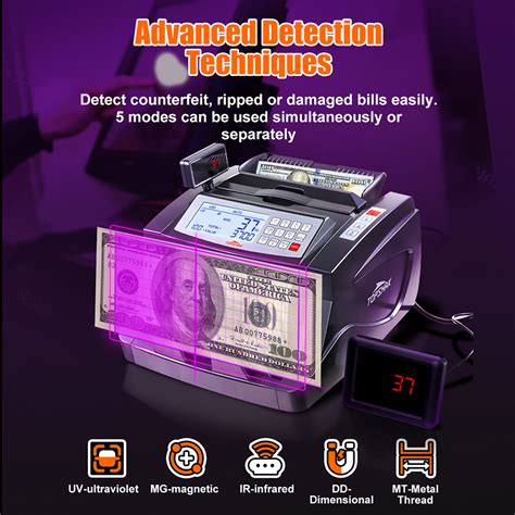 Topshak Professional Money Counter Uv Mg Ir Dd Mt Counterfeit Dollar Detection 3 Screen