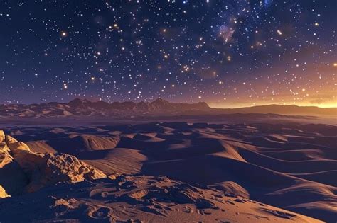 Premium Photo Starlit Desert Night With Sand Dunes Stretching To