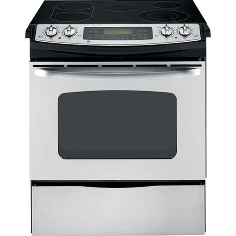 Ge 30 In Glass Top 5 Elements 41 Cu Ft Self Cleaning Slide In Electric Range Stainless Steel