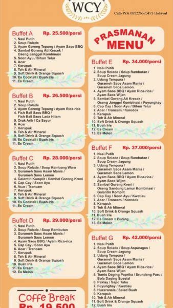 Daftar Harga Menu Paket Katering Nego Sesuai Budget Pusat Wedding Organizer Yogyakarta