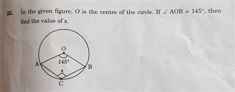 In The Given Figure O Is The Centre Of The Circle If Aob