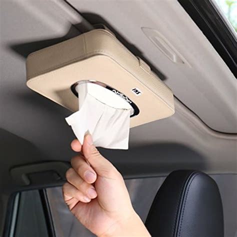 Fms Car Leather Tissue Case Holder For Sun Visor Seat Back With