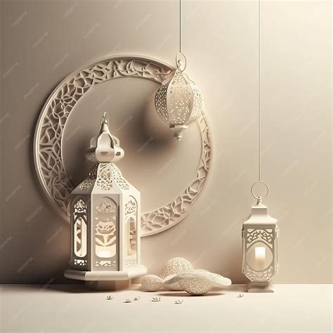 Premium Photo | A set of lanterns with the word ramadan on it