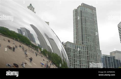 Cloud Gate Aka The Bean Landmark Of Chicago Usa Close Up With