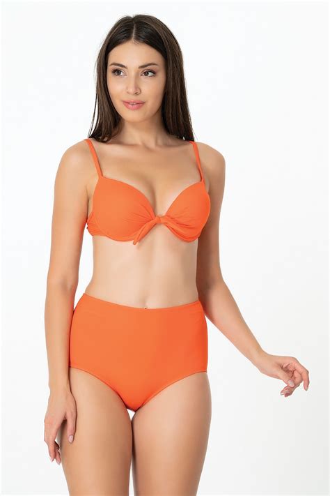 Marinella Swimwear Turuncu Bağlamalı Yüksek Bel Bikini ElbiseBul