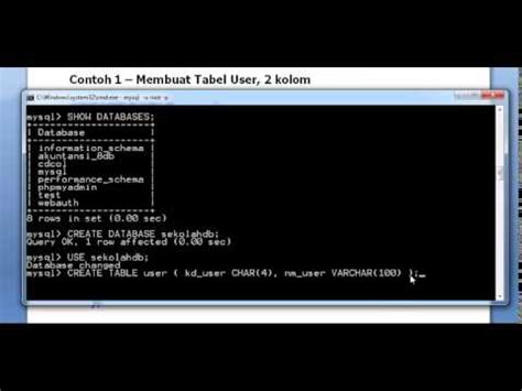 Belajar Mysql Membuat Tabel Dan Menghapus Tabel Youtube