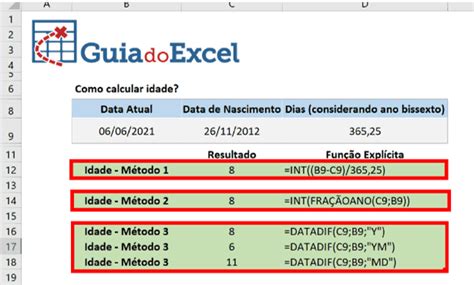 Como Calcular Idade No Excel