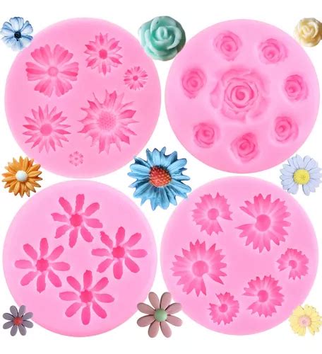 Pcs Molde De Silicona Flor De Rosa Margarita Fondant Resina Meses