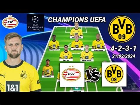 PSV VS DORTMUND CHAMPIONS | DORTMUND PREDICTED LINEUP CHAMPIONS LEAGUE ...