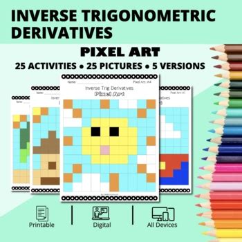 Summer Derivatives Inverse Trig Pixel Art Activity By Qwizy Tpt