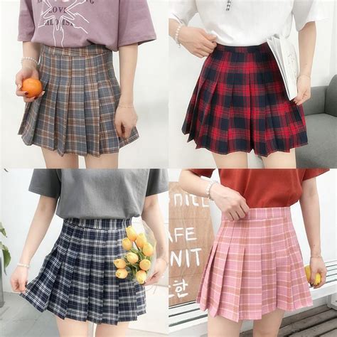 Plus Size Harajuku Short Skirt Korean Plaid Skirt Women Zipper High