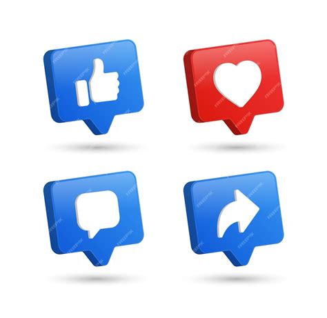 Premium Vector Like Love Comment Share Speech Bubble Icon Button 3d