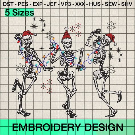 Christmas Dancing Skeleton Embroidery Design Svgbees